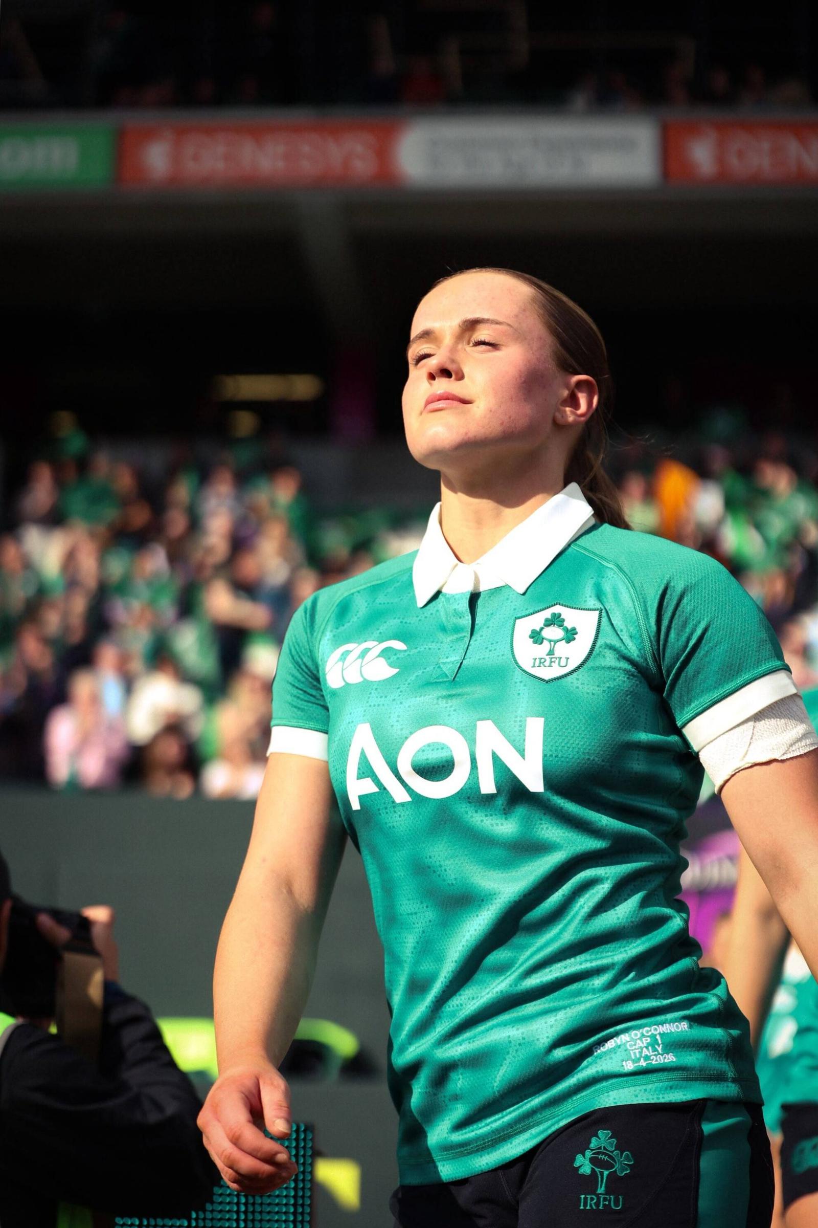 Robyn O'Connor walks out for her first Irish international cap